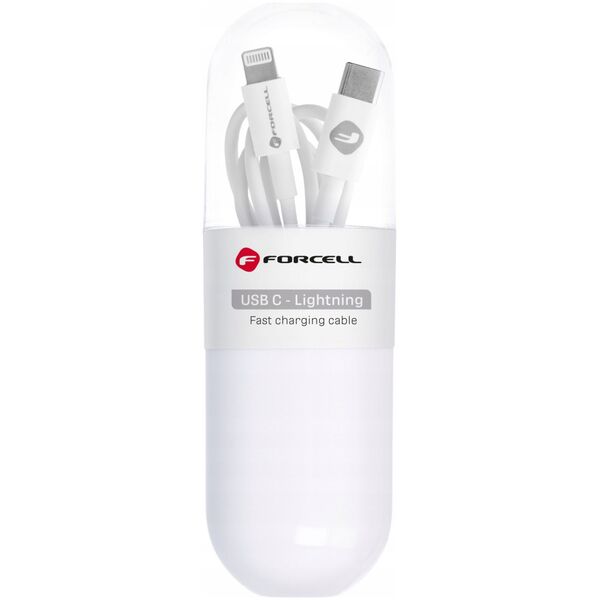 Kabel USB ForCell FORCELL C291 kabel Typ C do Lightning PD 27W TUBA 1 m biały