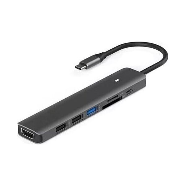 Προσαρμογέας USB Extra Digital Adapteris USB Type-C - HDMI, 3x USB Type-A, SD, TF, USB Type-C PD100W 13223929 9990000913848