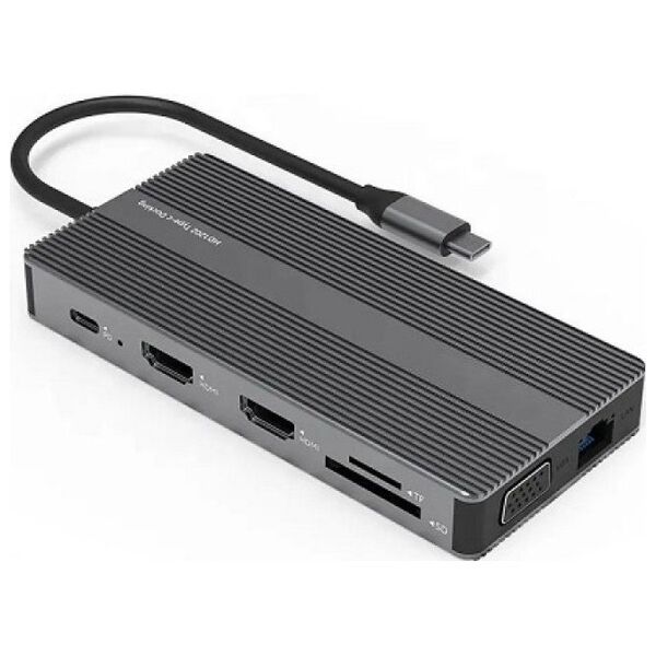 Extra Digital Adapteris USB Type-C USB adapter - 2x HDMI, VGA, LAN, 3x USB Type-A, SD, TF, USB Type-C PD100W, Aux 13223930 9990000913886