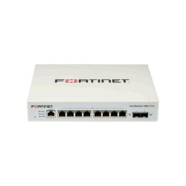 Switch Fortinet FORTINET FS-108F L2 Switch - 8 x GE RJ45 jungtys 2 x GE SFP Fanless 12V/3A power adapter of input voltage 100