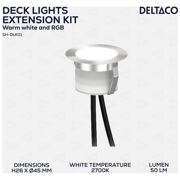 Deltaco Išmanusis terasos/ kiemo apšvietimas DELTACO SMART HOME švelni balta ir RGB spalvos, sidabrinis / SH-DLK01 13242161 7333048052209