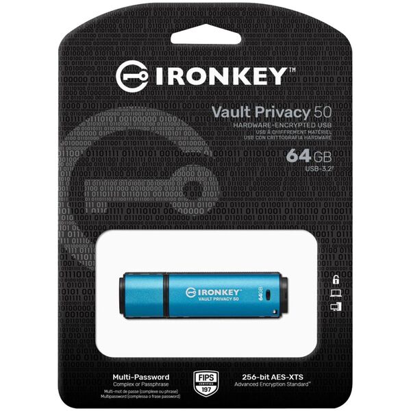 Pendrive Kingston Kingston 64GB IRONKEY VAULT PRIVACY 50/AES-256 ENCRYPTED FIPS 197