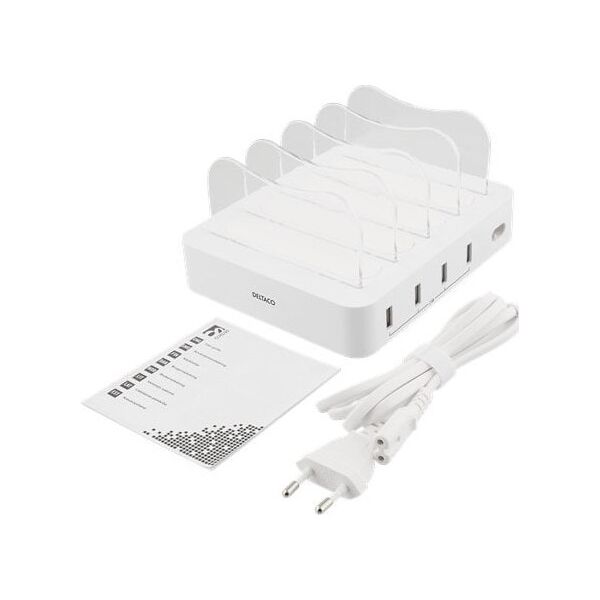 Deltaco Įkroviklis DELTACO φορτιστής 4x USB-A, 1,5m, baltas / USB-AC155 13412489 7333048030771