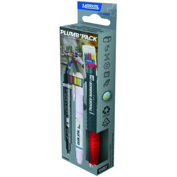 Markal Santechniko žymeklių rinkinys Markal Trades Marker + 2IN1 PLUMB´PACK 13412785 3660447222730