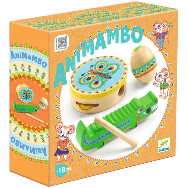 Djeco Djeco Animambo Muzikos instrumentų rinkinys: tamburinas, marakasas, guiro