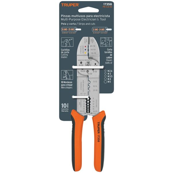 Truper Kabelio nužievinimo, kirpimo bei užspaudimo replės 25,4cm Truper® 13782977 7501206681398