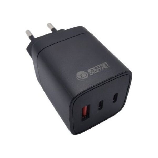 Extra Digital Kroviklis EXTRA DIGITAL GaN φορτιστής 2x USB Type-C, USB Type-A: 65W, PPS 14072097 9990000230310