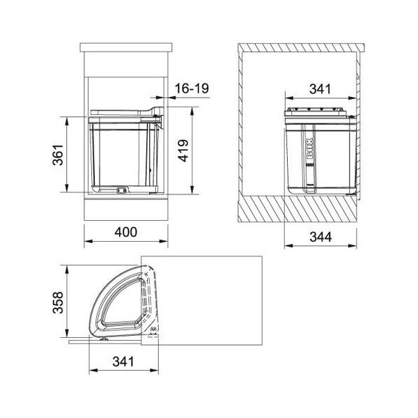 Franke Šiukšliadėžė FRANKE, Sorter, Pivot 27 l.