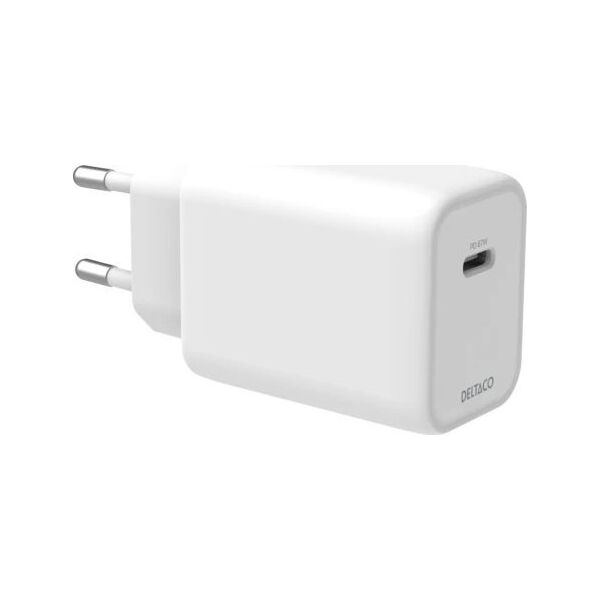 USB-C GaN įkroviklis DELTACO, 67 W, GaN, 1x USB-C, PPS, baltas / USBC-GAN05 / 1902901