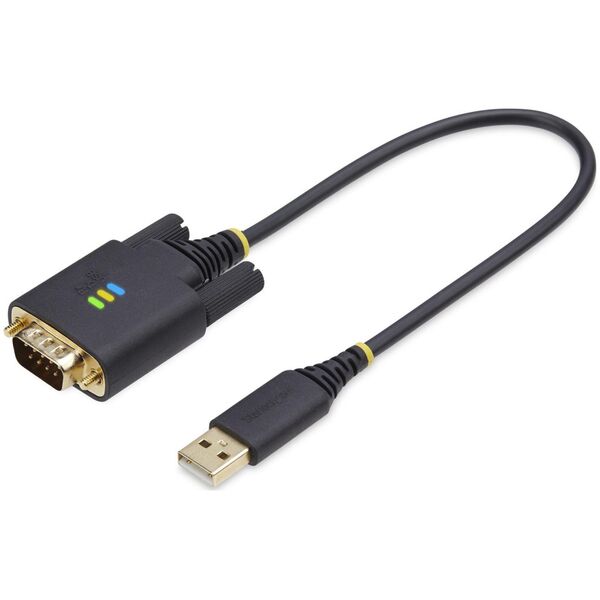 StarTech 1P1FFC-USB-SERIAL kabel równoległy Czarny 0,3 m USB Typu-A DB-9