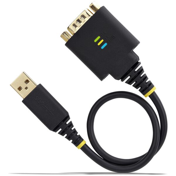 StarTech 1P1FFC-USB-SERIAL kabel równoległy Czarny 0,3 m USB Typu-A DB-9