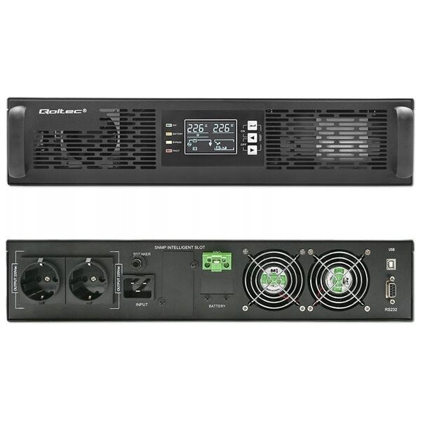 Dysan Zasilacz awaryjny UPS Qoltec do RACK | 3kVA | 3000W | Power Factor 1.0 | LCD | On-line