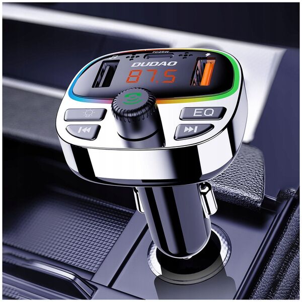 Transmiter Dudao R2PRO+ z portami ładowania PD25W Bluetooth 5.3 RGB - czarno-srebrny