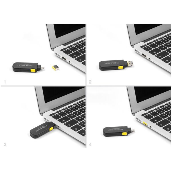 DeLOCK 22031 bloker portów Blokada portu + klucz USB Typu-A Czarny, Żółty 1 szt.