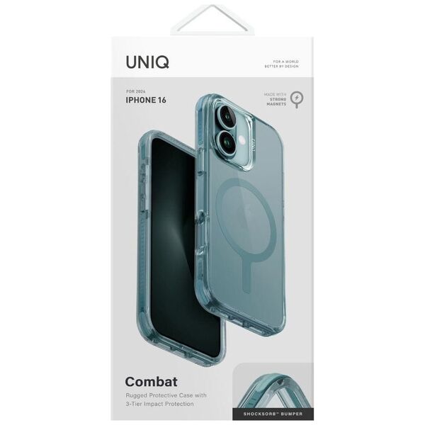 UNIQ Combat iPhone 16 6.1" case Magclick Charging green/teal green
