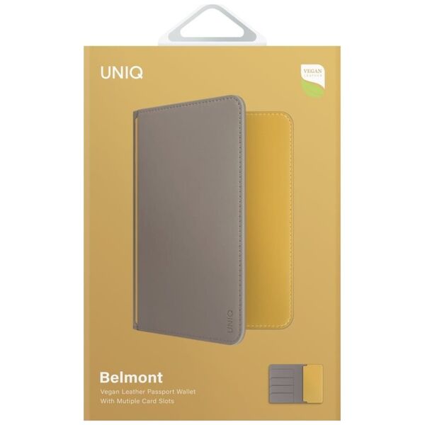 UNIQ Belmont Passport Case RFID Blocking Gray/Yellow