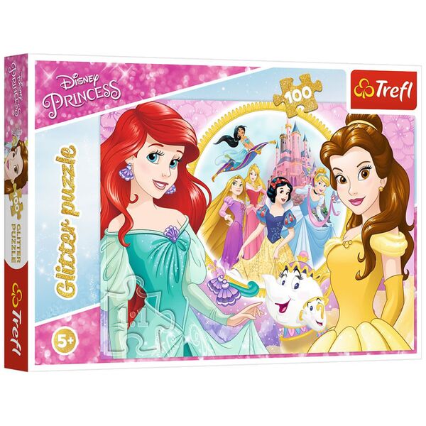 Trefl Puzzle glitter błyszczące księżniczki Disney Bella i Arielka 100 14819