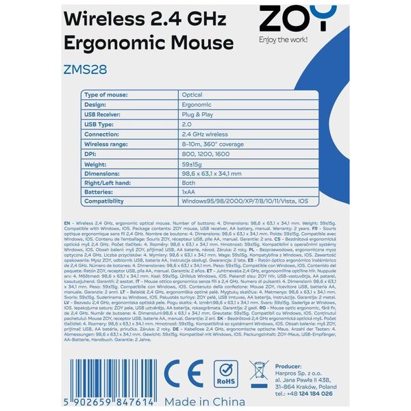 Mysz ZOY ZMS28 czarna
