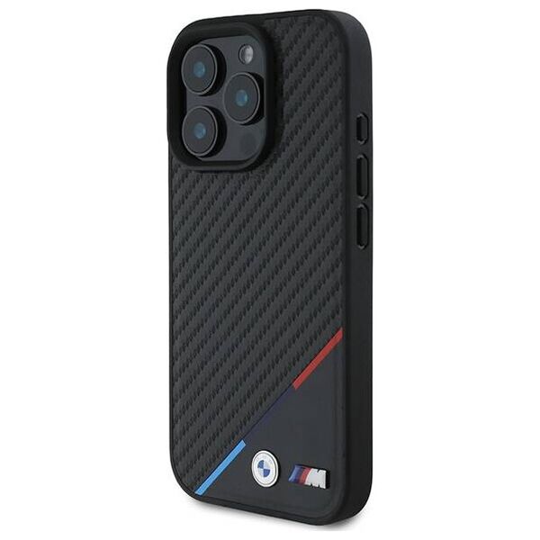 Original Case IPHONE 16 PRO BMW Hardcase M Carbon Tricolor Line MagSafe (BMHMP16L23PUDTK) black 3666339312084