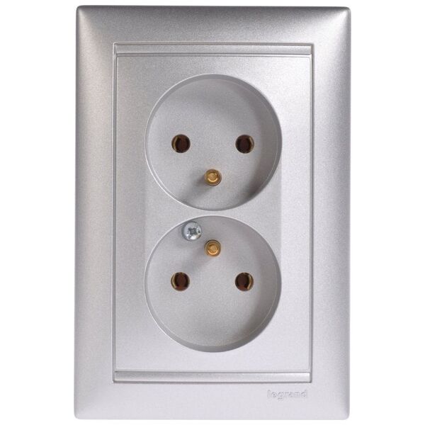 Legrand Legrand Valena 770278 διπλή πρίζα με γείωση 16A IP20 αλουμίνιο 10800317 3414971651159