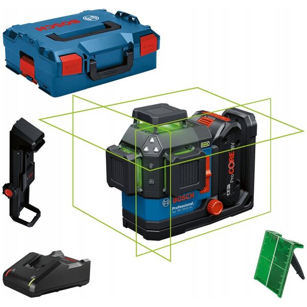 BOSCH.PLANE LASER GLL 18V-120-33 CG GREEN 1x4.0Ah +DK 20 CLAMP +LB136