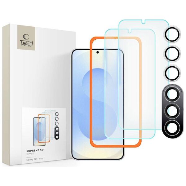 Tempered Glass SAMSUNG GALAXY S25+ Tech-Protect Supreme Set 3-Pack Clear 5906302322220