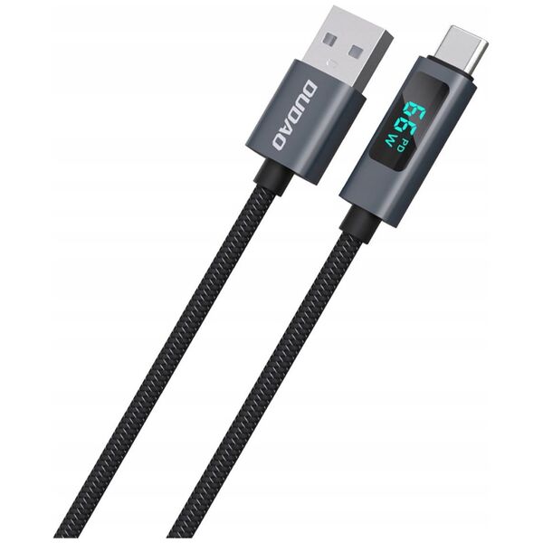 Kabel Dudao L7T USB-A - USB-C 66W z wyświetlaczem LED 1m - czarny