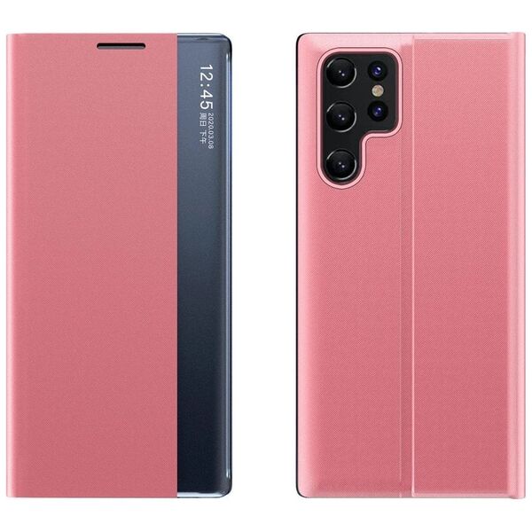 New Sleep Case etui do Samsung Galaxy S24 FE pokrowiec z klapką i podstawką - różowe