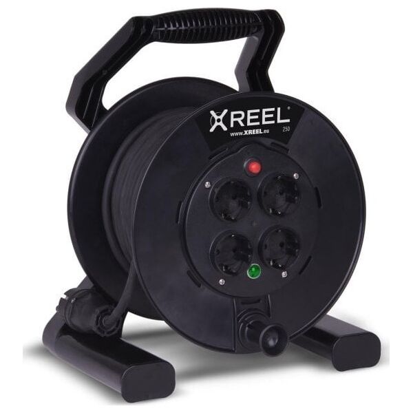 Przedłużacz XREEL 4x2P+Z 25mb OW 3x1,5 bęben IP20 czarnyPCE POLSKA