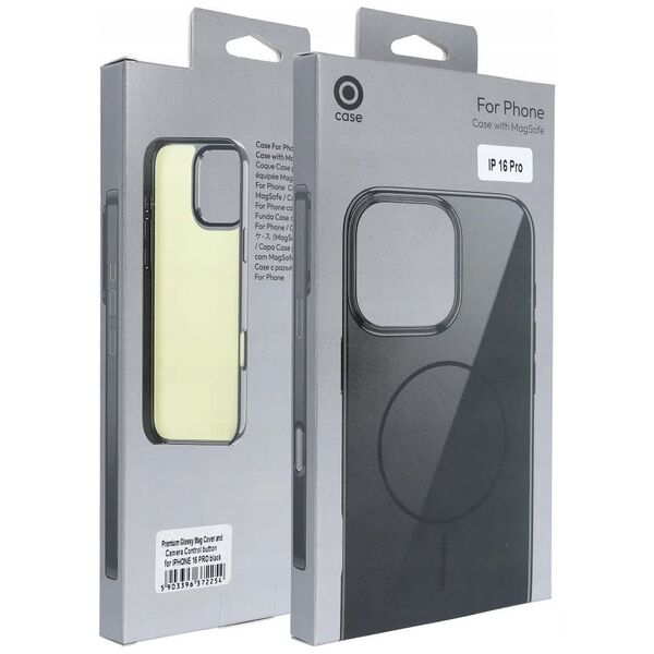 Premium Glossy Mag Cover kompatybilny z MagSafe i Camera Control button pasuje do IPHONE 16 czarny