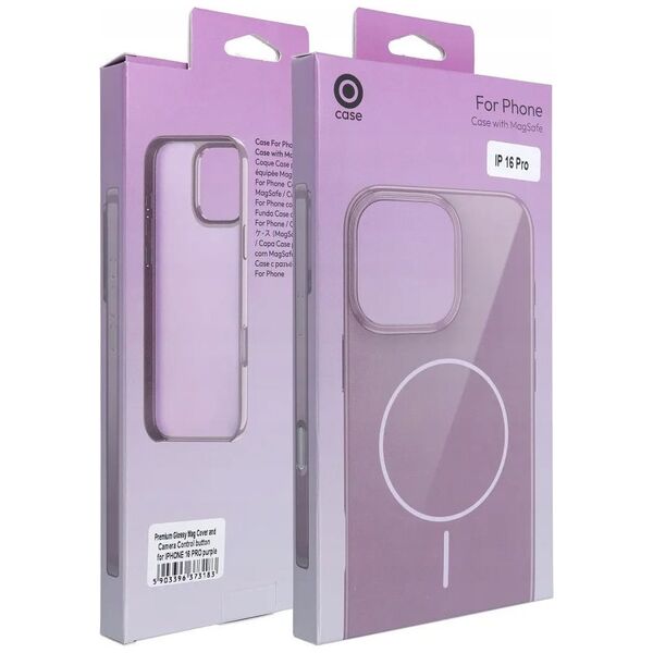 Premium Glossy Mag Cover kompatybilny z MagSafe i Camera Control button pasuje do IPHONE 16 PLUS fioletowy