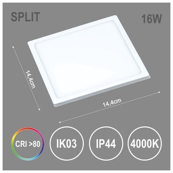 Lampa sufitowa Tope LED PANEL SPLIT SQ LED 16W NW IP44 1280L