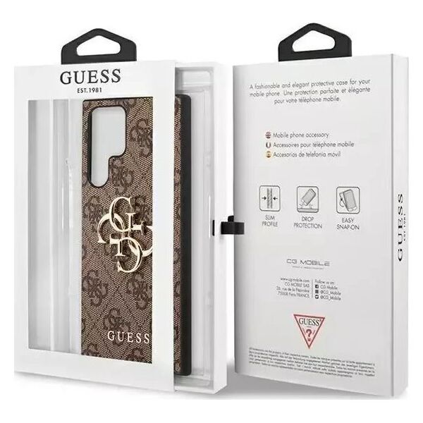 Guess Etui Guess GUHCS23L4GMGBR do Samsung Galaxy S23 Ultra S918 brązowy/brown hardcase 4G Big Metal Logo