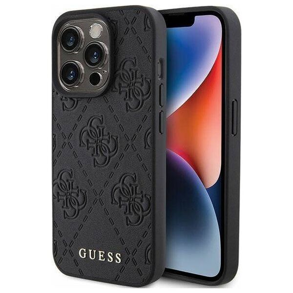 Guess Guess GUHCP15LP4EPMK iPhone 15 Pro 6.1" czarny/black hardcase Leather 4G Stamped
