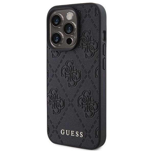 Guess Guess GUHCP15LP4EPMK iPhone 15 Pro 6.1" czarny/black hardcase Leather 4G Stamped