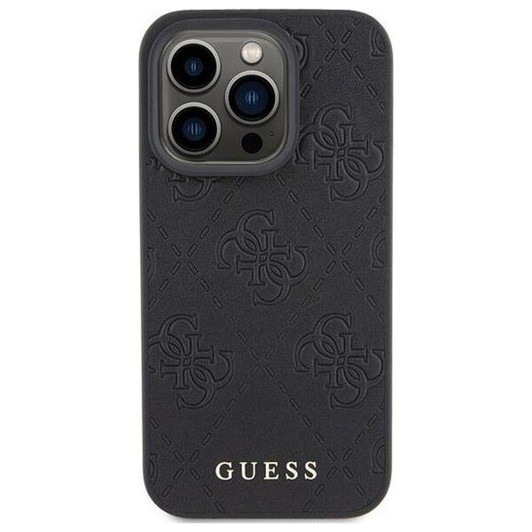 Guess Guess GUHCP15LP4EPMK iPhone 15 Pro 6.1" czarny/black hardcase Leather 4G Stamped
