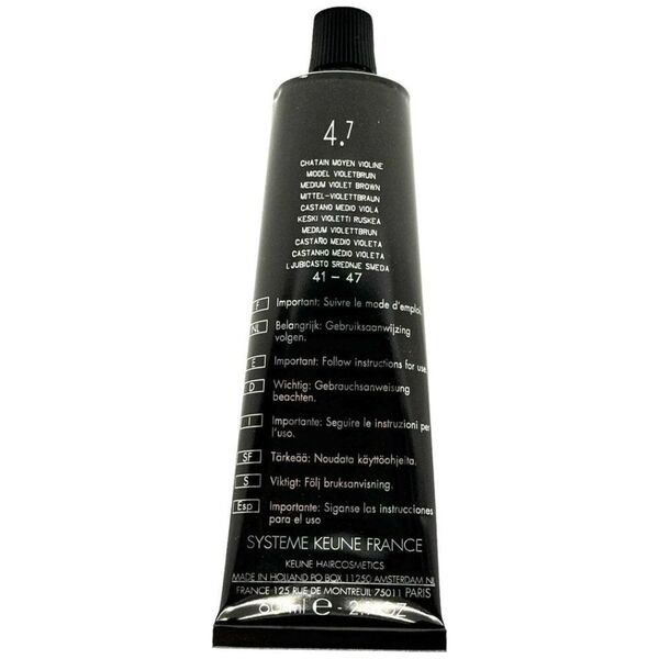 Keune Keune, Tinta Color, Permanent Hair Dye, 4.7 Medium Violet Brown, 60 ml For Women