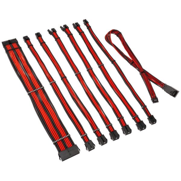 Kolink Kolink Core Pro Braided Cable Extension Kit 12V-2x6 Type 1 - Jet Black/Racing Red