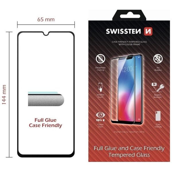 Swissten Tempered Glass with Black Edges (Frame & Case Friendly) for iPhone 15