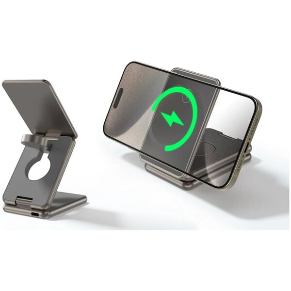 Ładowarka Swissten Wireless Aluminium Charger Al1 Grey (Magsafe Compatible)