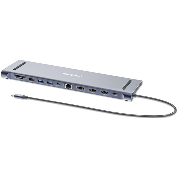 Adapter AV Manhattan MANHATTAN Dockingstation 12-in-1 4K 1xHDMI 2xDP 3xUSB-A
