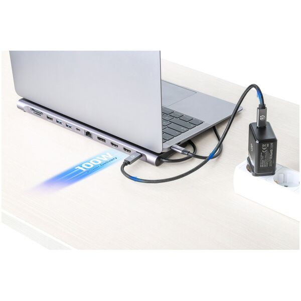 Adapter AV Manhattan MANHATTAN Dockingstation 12-in-1 4K 1xHDMI 2xDP 3xUSB-A