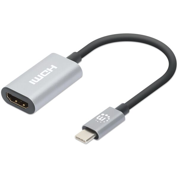 Adapter USB Manhattan Manhattan 153973 adapter kablowy 0,11 m USB Type-C HDMI Szary