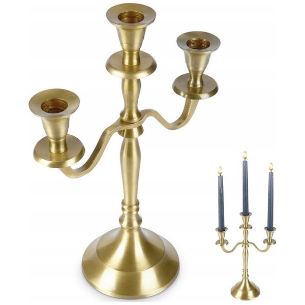 Home Styling Collection Świecznik kandelabr złoty 3-ramienny