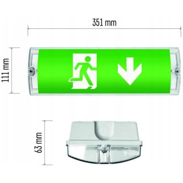 Avarinio isejimo sviestuvas 230V 3W 150lm, 3val., IP65, EMOS