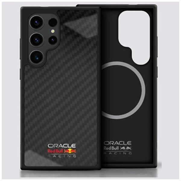 Red Bull Real Carbon Fiber Shiny Logo MagSafe Case for Samsung Galaxy S25 Ultra Black