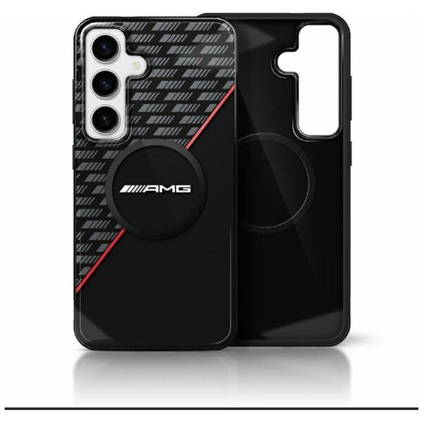 AMG Double Layer Rhombs MagSafe Case for Samsung Galaxy S25 Black/Red