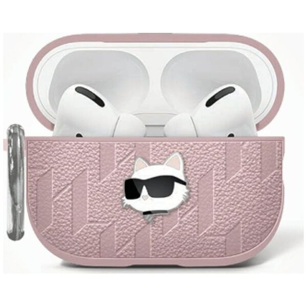 Karl Lagerfeld Monogram Choupette Head Case for AirPods 4 Pink
