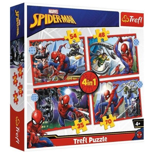 Trefl Puzzle 4w1 Bohaterski Spider-Man / Disney Marvel Spiderman 34384 Trefl