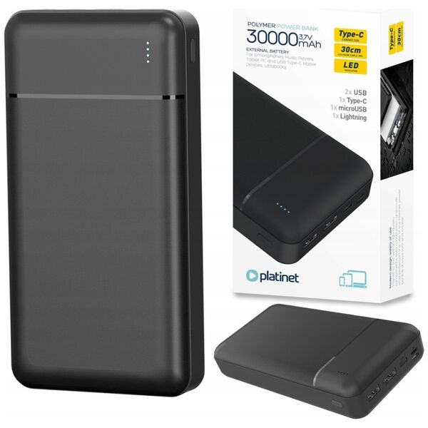 Platinet power bank 30000mAh PMPB30W707, black